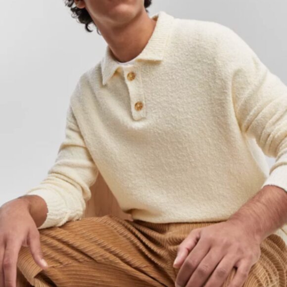 Mode Of One Men’s Long Sleeve Polo Sweater Soft Vanilla Size XXL - Picture 1 of 9